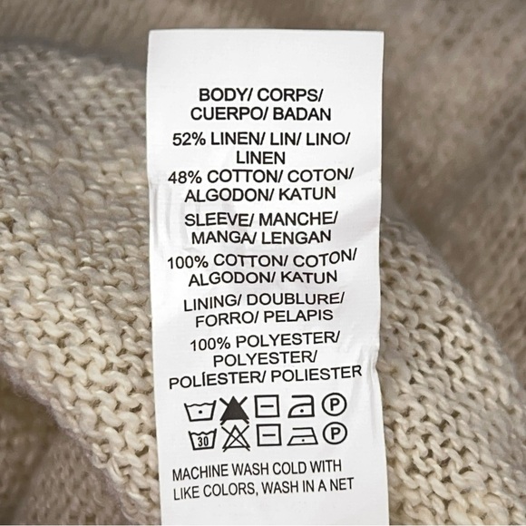 Medium Lucky Brand Ivory Cream Knit Chiffon Top Embroidered Lace  Pullover - Picture 12 of 13